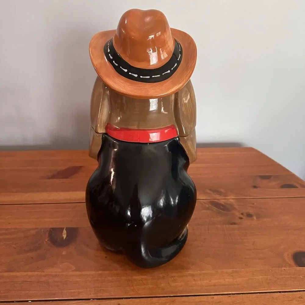 The Pioneer Woman Charlie Cookie Jar Blue Boots Basset Hound Dog Cowboy Hat -12”